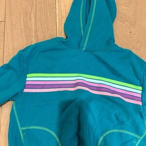 lands end hoodie size medium unisex teal stripes